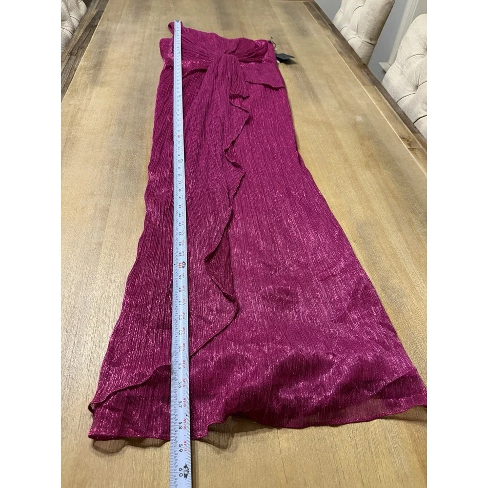 Adrianna Papell Stardust One-Shoulder Gathered Gown Magenta Pink Size 10 - Picture 12 of 16